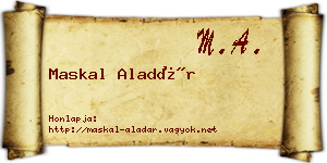 Maskal Aladár névjegykártya